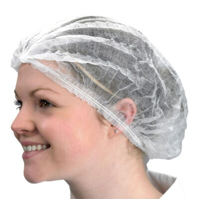 Spray Tan Disposable Pleated Mob Caps White (Pack of 100)