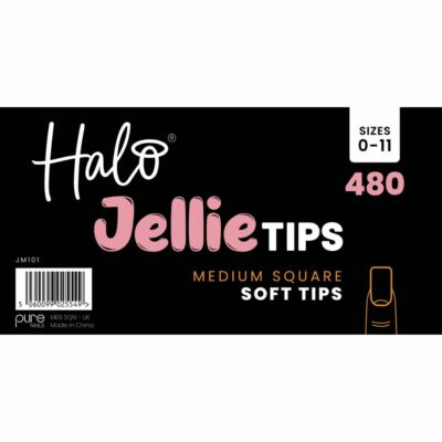 Halo Jellie Nail Tips Medium Square Sizes 0-11 (Mixed Pack of 480)