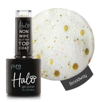 Halo Non Wipe Glitter Top Coat Over the Top (Broadway) 8ml