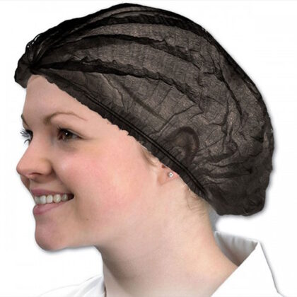 Spray Tan Disposable Pleated Mob Caps Black (Pack of 100)