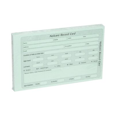 Nailcare Client Record Manicure Pedicure Treatment Consultation Cards (Pack of 100)